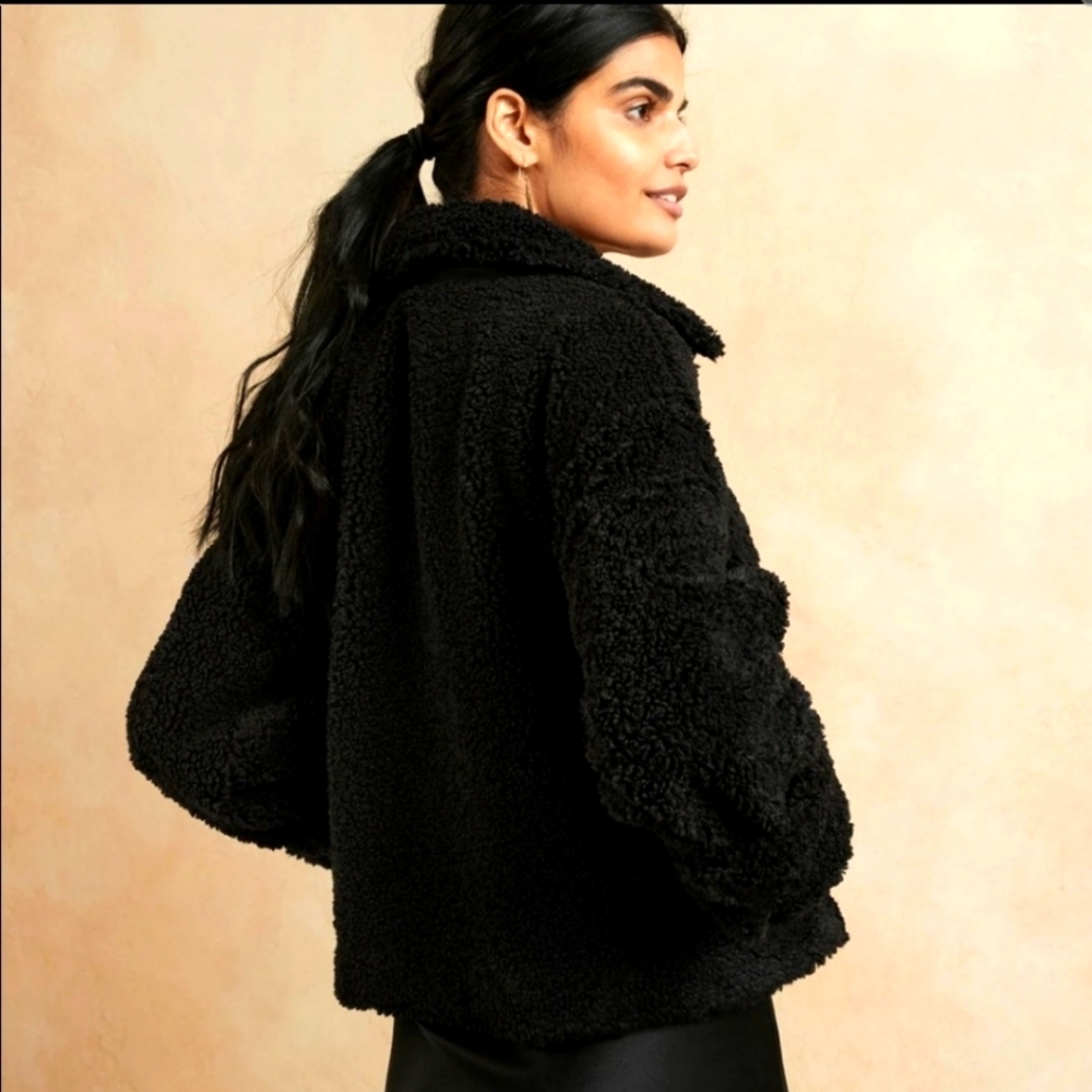 💥final Price | New | Banana Republic | Cropped Sherpa Trucker Jacket | Black